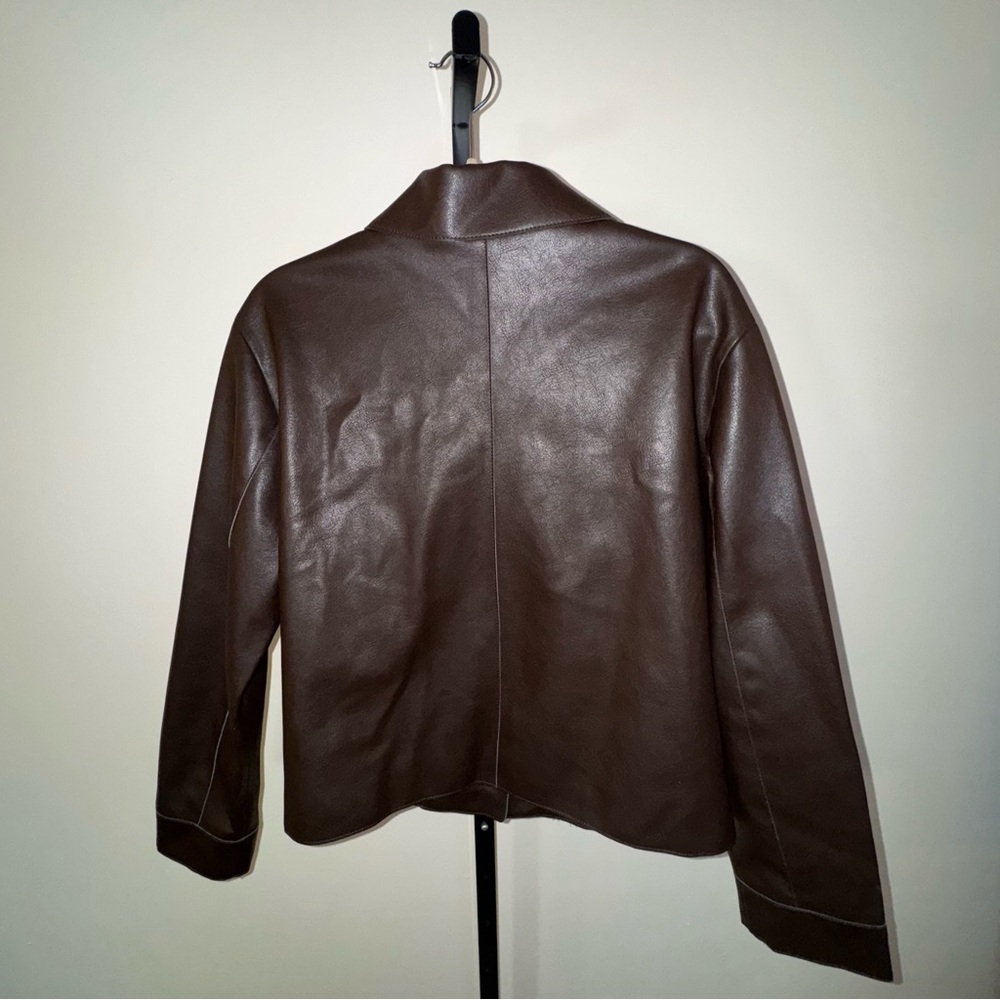 Mango Dark Brown Faux Leather Jacket - Picture 2 of 6